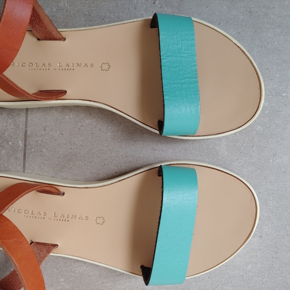 Greek Leather Platform Sandals Nicolas Lainas Size 6 EU 36 - Picture 6 of 15